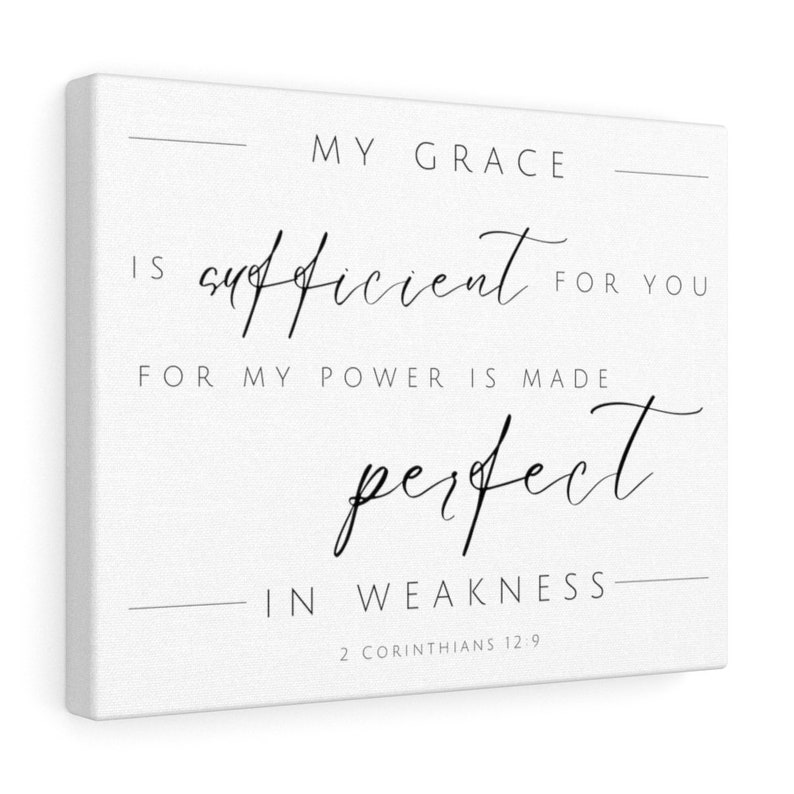 My Grace Is Sufficient For You Canvas Wall Hanging or Printable Poster, 2 Corinthians 12:9 Bible Verse Print, Scripture Art, Christian Room image 2