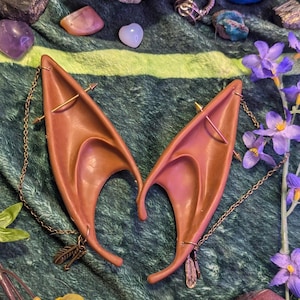 Latex Elf ears with piercings! Dark toned skin elf ears