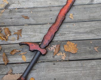 Espada larga de 40 pulgadas, segura para LARP, con escamas de dragón de obsidiana / Hecha a mano, pieza única