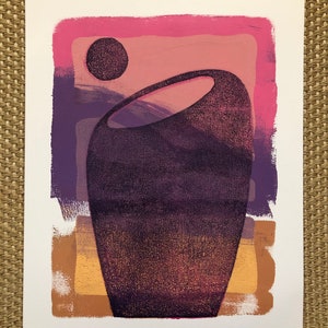 ORIGINAL MONOPRINT: &quot;Barrel Cactus&quot; | 9&quot;x12&quot; image on 11&quot;x14&quot; paper | Acrylic Paint on Bristol Board