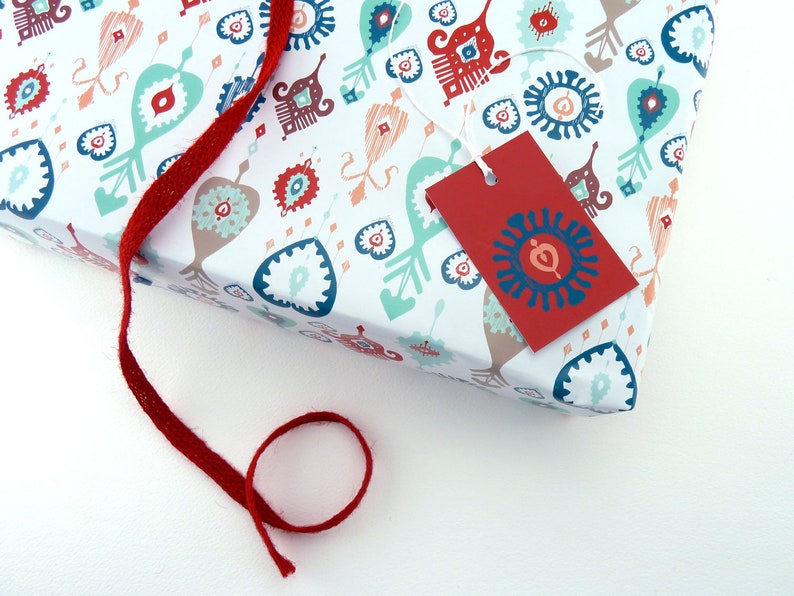 1 sheet bauble luxury Christmas wrapping paper and tag
