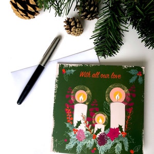 Weihnachtskarte mit all unseren Liebe von Familie, Freunden, Karte von Gruppen und Kollegen