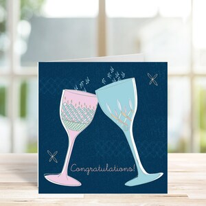 Congratulations card with wine glasses
