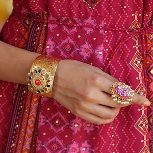 Traditional Gold Plated Bracelet Indian Bangle/Antique gold Kada/Kundan bridal bangle /Gold Kada/Gold Lookalike Bangle/ Navratan Jewellery