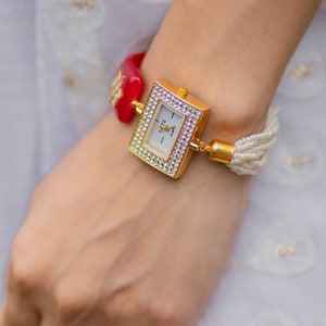 Kundan ladies wrist watch clearance