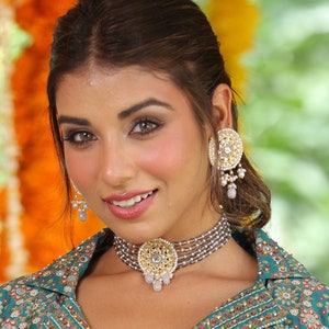 Gorgeous Kundan Pearls Choker Set, Indian Jewelry, Unique Kundan Choker Set, Indian Jewelry Set, Bridal Jewelry