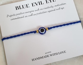 Blue Minimalist Friendship Bracelet For Men Women, Protection Baby Bracelet, Nazar Bracelet, Thread Tie Bracelet, Rakhi for Brother/ Sister