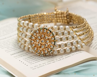 Handmade Kundan Adjustable Choker Set, Indian Bridal Jewelry, Sabyasachi Inspired Choker Necklace