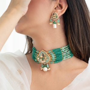 Mint Green Choker, Indian Jewelry, Kundan Necklace, Choker Set , Pakistani Jewellery, Bollywood Jewelry, Mint Necklace, Pakistani Jewelry