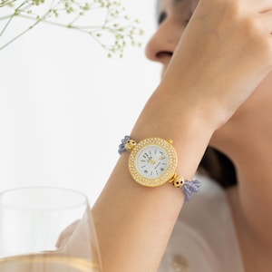 Beaded Bracelet Watch for Women, Handmade Jewelry Watch, Elegant Beaded Wristwatch, Unique Gift for Her, Boho Fashion Bracelet