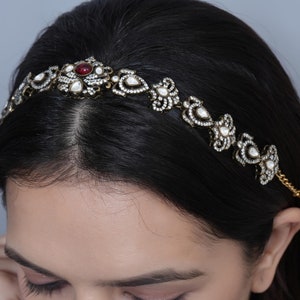 Damini/Kundan hoofdband/Sheesh Phool tikka/Indiase bruids Matha Patti/Sheesh patti/Matha phool/Kundan Indiase sieraden/Indiase bruidssieraden