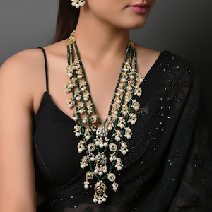 Sabyasachi Inspired Long Necklace Set, Rani Haar, Sabyasachi Necklace, Necklace For Saree, Kundan Long Necklace Set, Ambani Style Jewelry