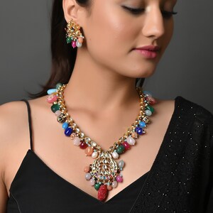 Long Indian Kundan Necklace, Indian Jewelry, Long Kundan Necklace, Sabyasachi Necklace , Sari Necklace, Indian Long Necklace, Pakistani Set