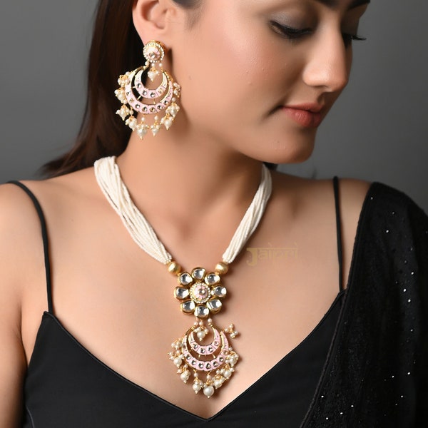 Indian jewelry, Kundan long necklace, Kundan meenakari necklace, Kundan necklace, Kundan haar, Kundan jewelry, Indian meenakari jewellery