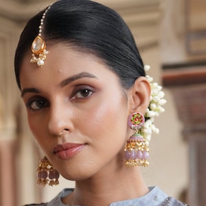 Gold Polki Jhumka, Stone Jhumka, Indian Jewelry, Jhumka Earrings, Gold Earrings, Double Jhumka Earrings, Maang Tikka