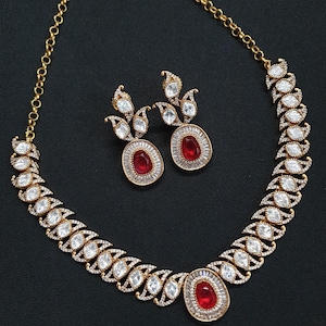 Real Diamond Like Kundan Polki Necklace Set, Kundan Dainty Necklace, Indian Gold Necklace, Sabyasachi Jewelry, Indian Bridesmaid Jewelry