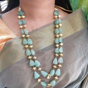 Green Stone Kundan Beaded Necklace, Dainty Necklace, Indian Jewelry, Sabyasachi Jewelry, Party Jewelry, Stone Necklace, Pakistani Jewelry