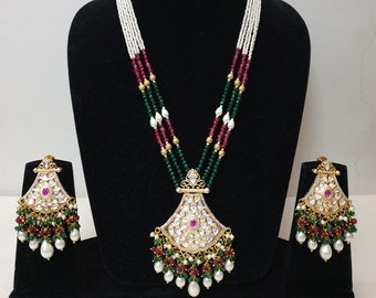 Multi long Kundan Polki Necklace, Long Kundan Necklace, Indian Long Necklace, Indian Jewelry, South Indian Jewelry, Pakistani Jewelry