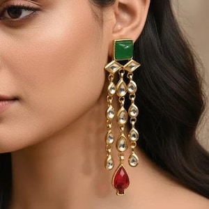 Kundan Polki indische Ohrringe: Sabyasachi Stil Brautschmuck