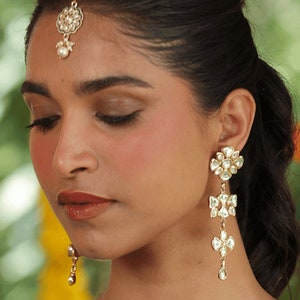 Gold Kundan Tikka Earring Set, Indian Bridal Maang Tikka Set, Indian Jewelry, Bridesmaid Gifts, Kundan Jewelry Set, Indian Jewelry