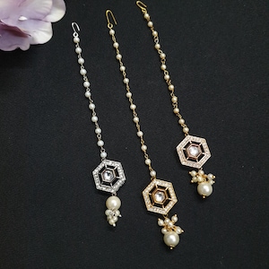 Kundan Gold Plated Maang tikka/ Gold Plated Kundan and Pearls Maang tikka/ Traditional Kundan Maang tikka/ Gold Plated Kundan Maang tikka