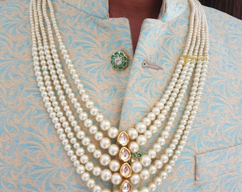 Kundan Groom Mala, Kundan Necklace, Groom Jewelry, Men Jewelry Set, Sherwani Necklace, Dulha Necklace, Pakistani Necklace, Groom Necklace