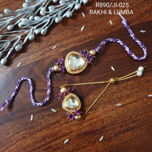 Kundan Bhaiya Bhabhi Rakhi, Rakhi für Bruder, indisches Fadenarmband, feiern Raksha Bandhan mit traditionellem Paar Rakhi, Rakhi Card