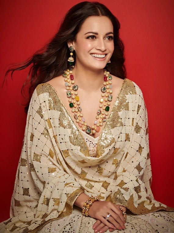 Kundan Beaded Layered Necklace Set, Jhumka Earrings, Gold Bangle, Indian Bridal Rajwadi Jewelry, Wedding Gift for Women