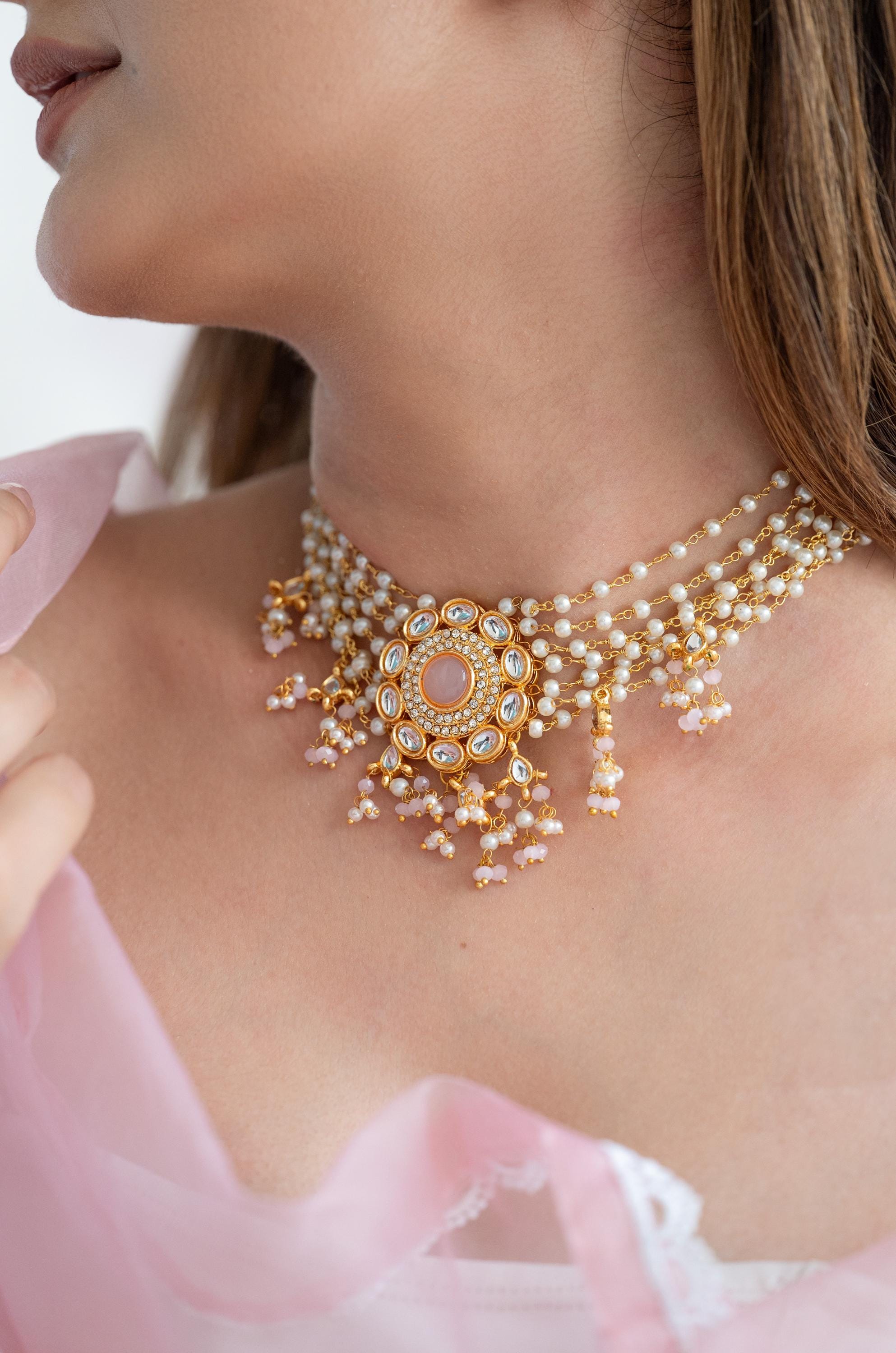 Chain Collar Choker Jaiprijewelry Pink Victorian Sabyasachi 