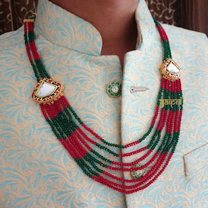 Stone Necklace For Groom, Sherwani Necklace, Designer Jewelry, Long Necklace For Groom, Indian Wedding Jewellery, Pakistani Wedding