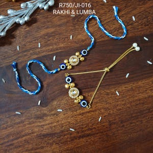 Kundan Evil Eye Couple Rakhi, Rakhi for Bhaiya and Bhabhi, Rakshabandhan 2025, Bhai Bhabhi Rakhi, handgemaakte armband, 100% katoenen rakhi