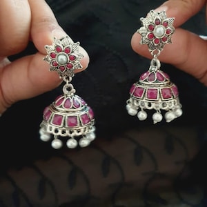 Bollywood oxidized earrings/jhumka earrings/oxidized silver plated earrings/ethnic earrings/partywear earrings/handmade earrings