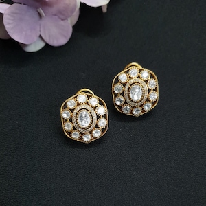 Aretes Kundan Polki, Aretes Sabyasachi, Aretes Llamativos, Aretes Kundan Polki, Joyería India, Aretes Indios, Joyería Bollywood