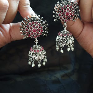 Oxidized Jhumka/Handmade Earrings/Ethnic Jhumkas Earrings/ Silver Plated Jhumka Earrings