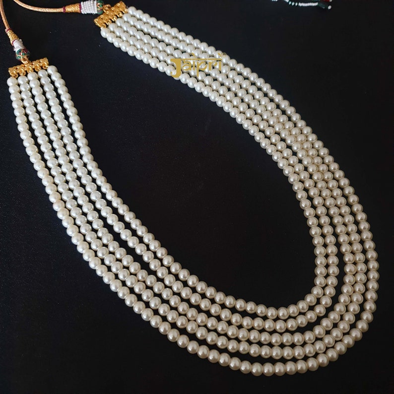 Pearl Necklace for Groom, Sherwani Necklace, Small Pearl Necklace, Long