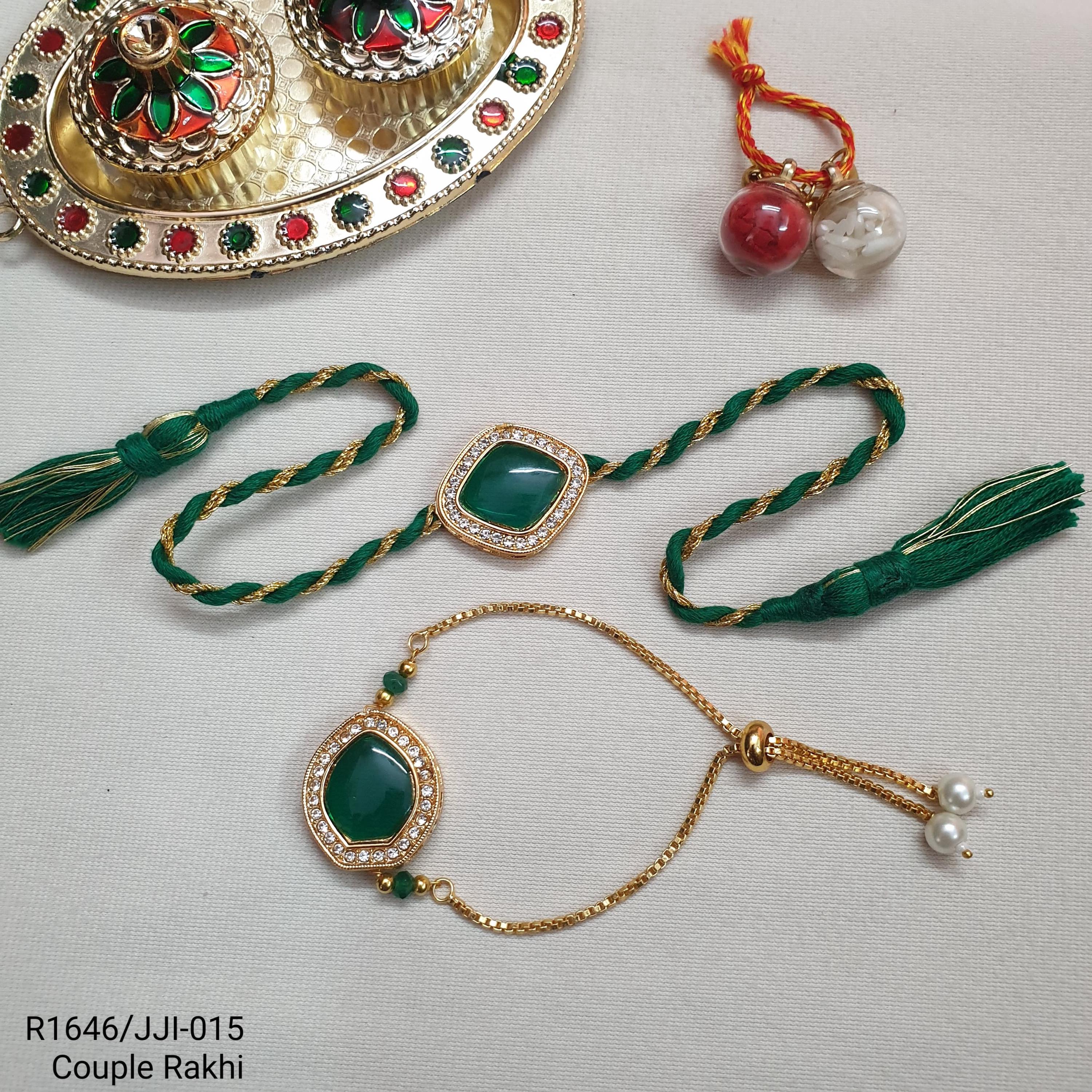 AD Stone Premium Rakhi for Bhaiya Bhabhi, Bhai Rakhi, Kundan Rakhi, Indian Rakshabandhan, Rakhi for Brother, Couple Rakhi Set, Rakhi 2025