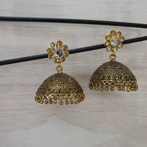 Bollywood Oxidized Gold Plated Indian Earrings black polish jhumki Jewelry for women