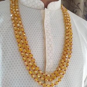 Yellow Beads Necklace For Groom, Sherwani Necklace, Dulha Necklace, Long Necklace For Groom, Indian Wedding Jewellery, Pakistani Wedding