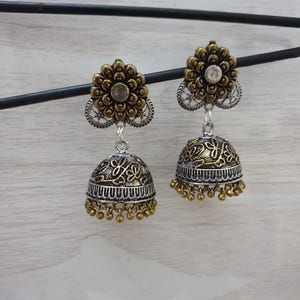 Silver Oxidized Jhumka Earrings Indian Jewelry Earrings Pakistani Earrings Boho Earrings Indian Oxidized Earrings Ethnic Afghani Earrings