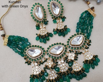 Emerald Green Sabyasachi Kundan Polki Necklace, Indian Jewelry, Pakistani Necklace, Indian Bridal Choker, Indian Necklace, Bollywood Jewelry