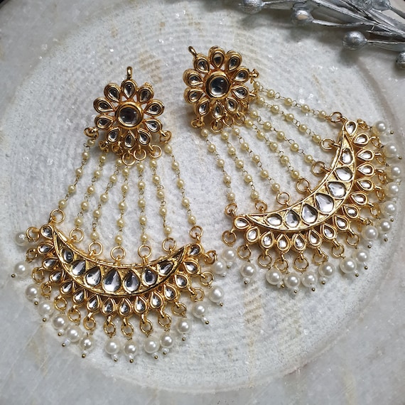 Antique kundan earrings deals