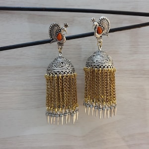 Bollywood Oxidized Earrings, Indian Oxidized Jhumkas Earrings, Ethnic Jhumkas Earrings,Oxidized Earrings