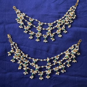Ear Chain/earchain/Gold Kaan Chain/ Sahare/Bahubali Eaarrings/ Kaan Saharas/Ear Support Chain/Indian Jewelry/Pakistani Jewelry/ jhumka chain