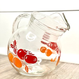 Vintage Juice Pitcher, Orange Juice Pitcher, Vintage Orange Juice Pitcher, Glass Pitcher, Vintage Glass Pitcher, Oranges Glass Pitcher