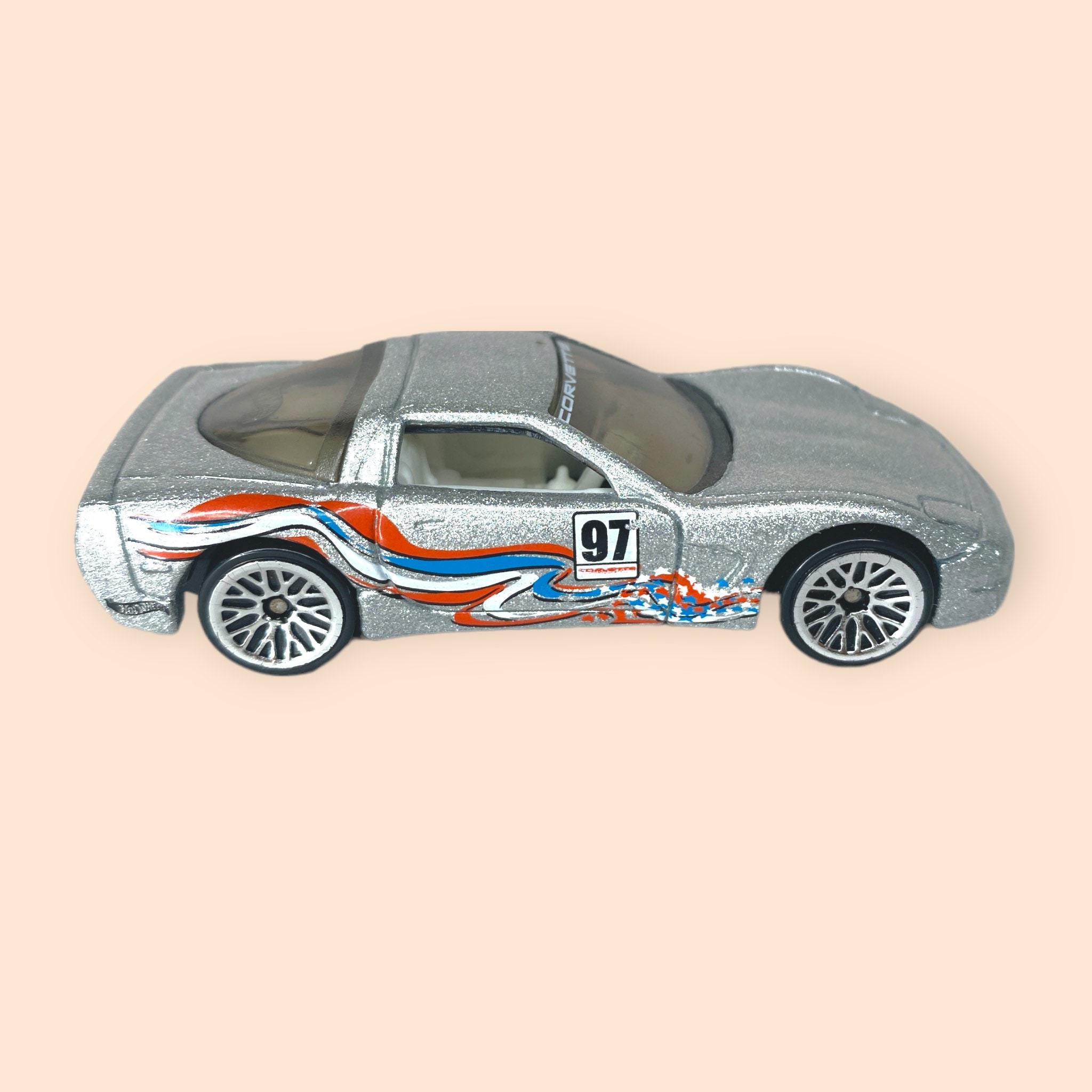 Vintage 1997 Silver Corvette Hot Wheels Vintage 1996 Silver