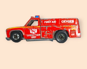 Vintage 1974 Hot Wheels Emergency Unit, Diecast Fire Truck, Fire