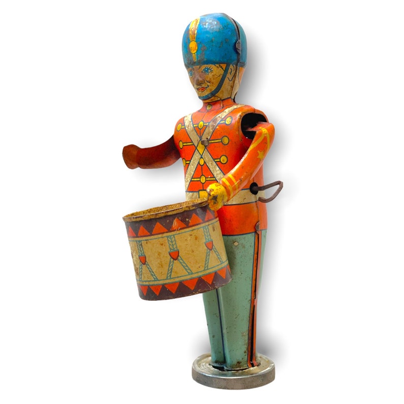 Vintage 1930s J Chein Tin Litho Wind up Drummer Boy Toy Etsy