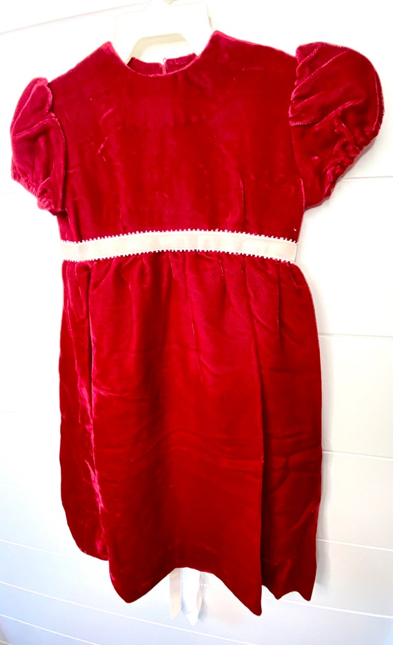 Vintage Crushed Red Velvet Dress, Vintage Red Vel… - image 3