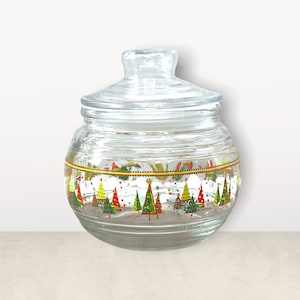 Vintage KIG Indonesia Christmas Candy Dish, Vintage KIG Jar, KIG Christmas Jar, Vintage Glass Jar, Christmas tree jar, Kig jar, glass kig ja