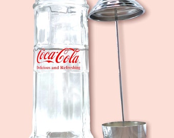 Vintage Coca Cola Glass Straw Holder Dispenser Jar Coke Bottle Soda Drink  Diner